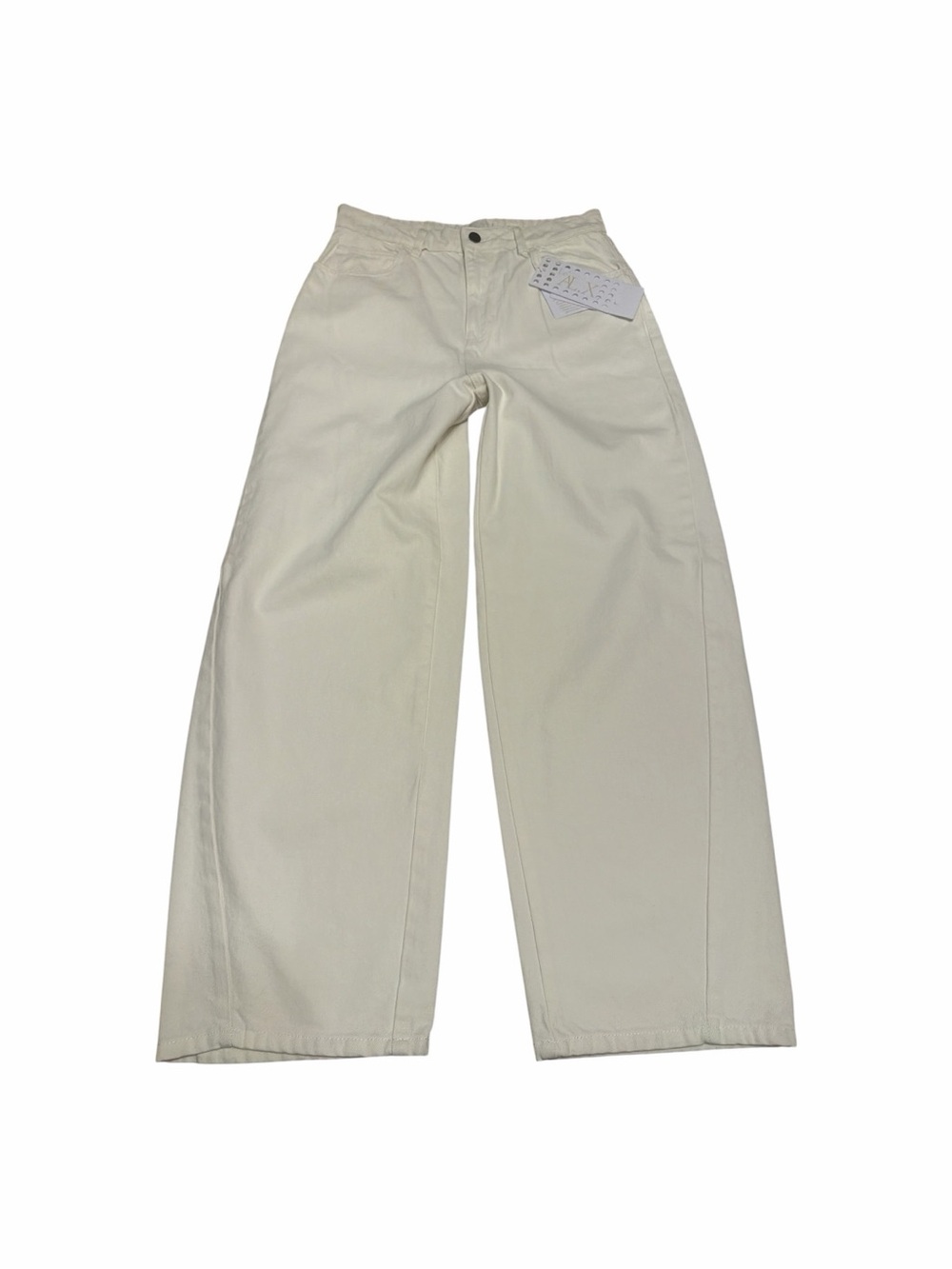 Le ALX High Rise Barrel Leg Jeans White Denim NWT Size 30